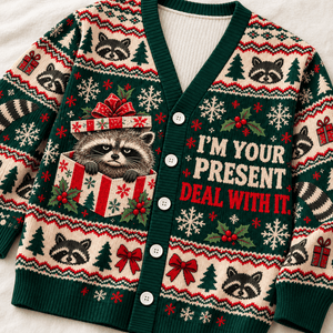 Personalized Raccoon Christmas Knitted Sweater & Cardigan – I'm Your Present - FlamingoAholic