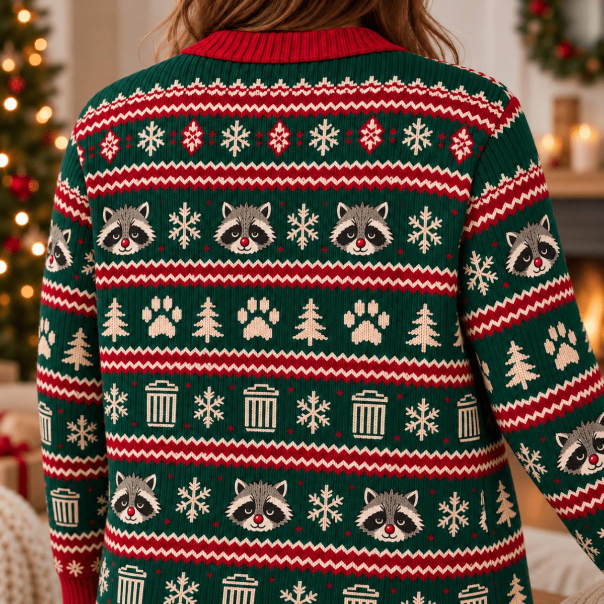 Personalized Raccoon Christmas Knitted Sweater & Cardigan – Social Battery 1% - FlamingoAholic
