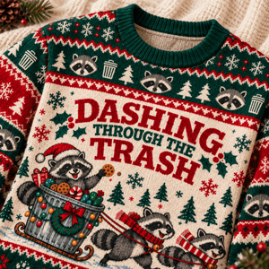 Personalized Raccoon Christmas Knitted Sweater & Cardigan – Trash Sleigh - FlamingoAholic