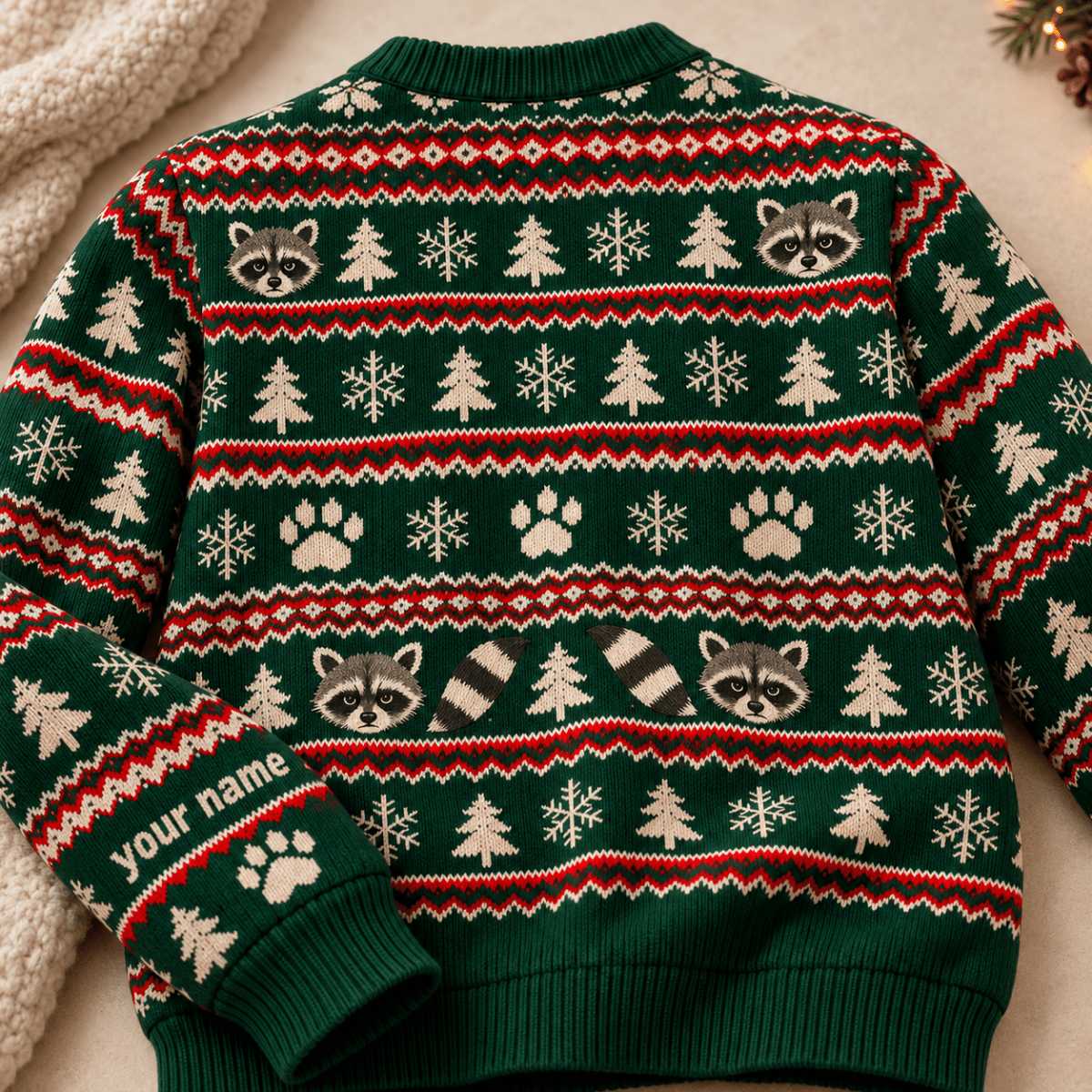 Personalized Raccoon Knitted Sweater & Cardigan – Festive Not Friendly - FlamingoAholic
