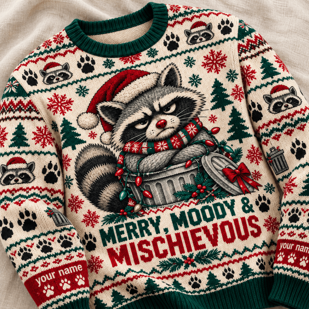 Personalized Raccoon Knitted Sweater & Cardigan – Merry, Moody & Mischievous - FlamingoAholic