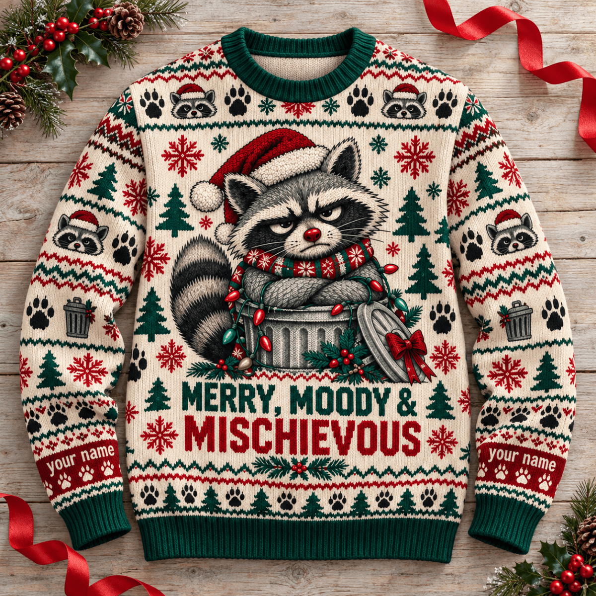 Personalized Raccoon Knitted Sweater & Cardigan – Merry, Moody & Mischievous - FlamingoAholic
