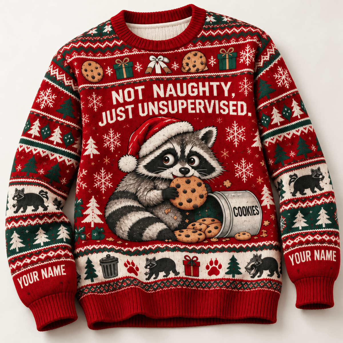 Personalized Raccoon Knitted Sweater & Cardigan – Not Naughty - FlamingoAholic