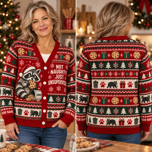 Personalized Raccoon Knitted Sweater & Cardigan – Not Naughty - FlamingoAholic