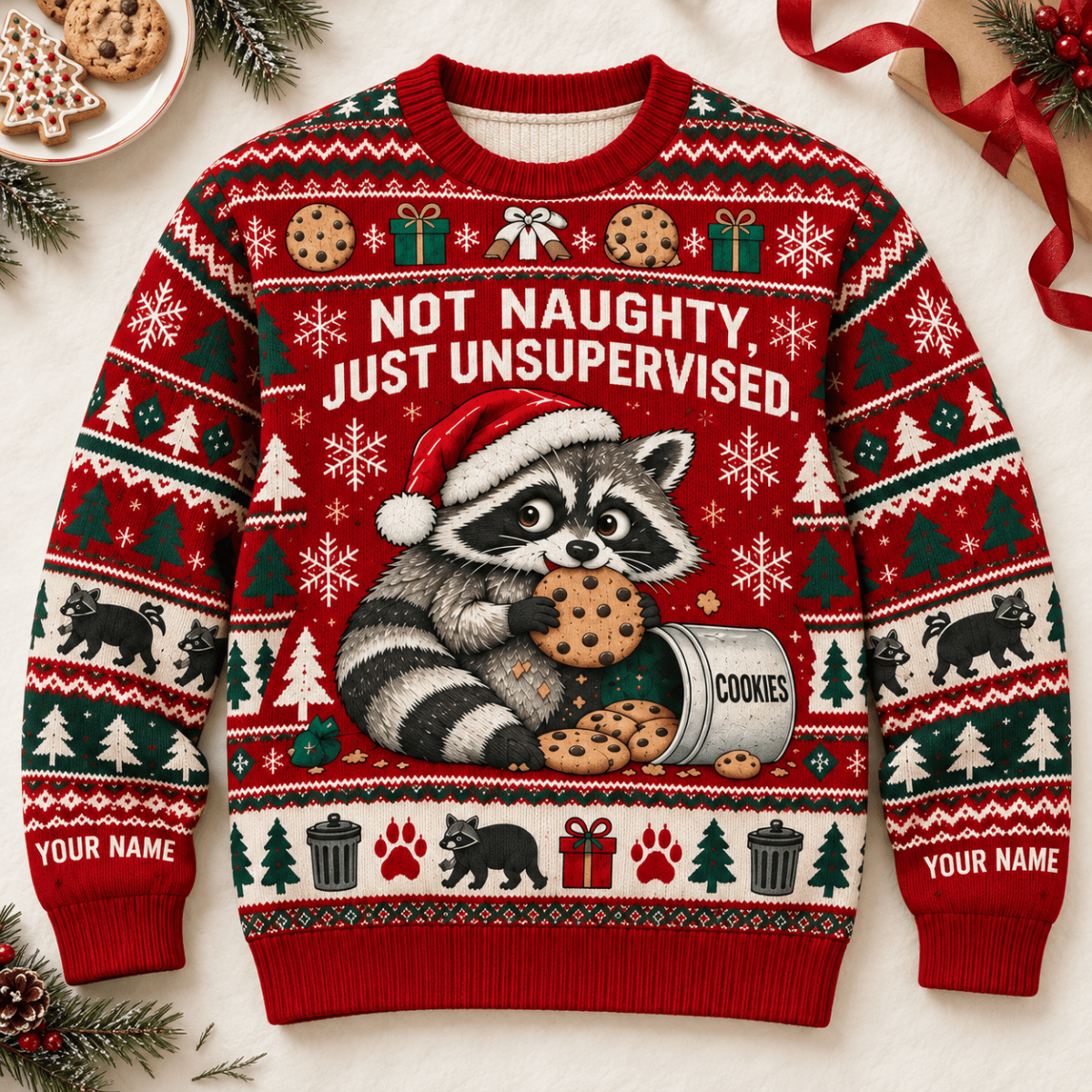 Personalized Raccoon Knitted Sweater & Cardigan – Not Naughty - FlamingoAholic