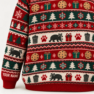 Personalized Raccoon Knitted Sweater & Cardigan – Not Naughty - FlamingoAholic