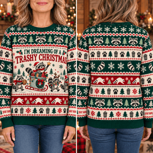Personalized Raccoon Knitted Sweater & Cardigan – Trashy Christmas - FlamingoAholic