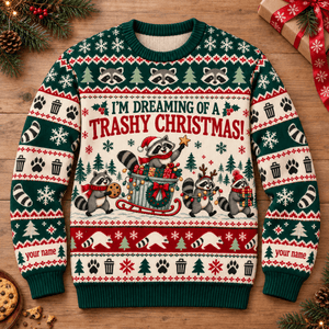 Personalized Raccoon Knitted Sweater & Cardigan – Trashy Christmas - FlamingoAholic
