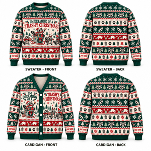 Personalized Raccoon Knitted Sweater & Cardigan – Trashy Christmas - FlamingoAholic