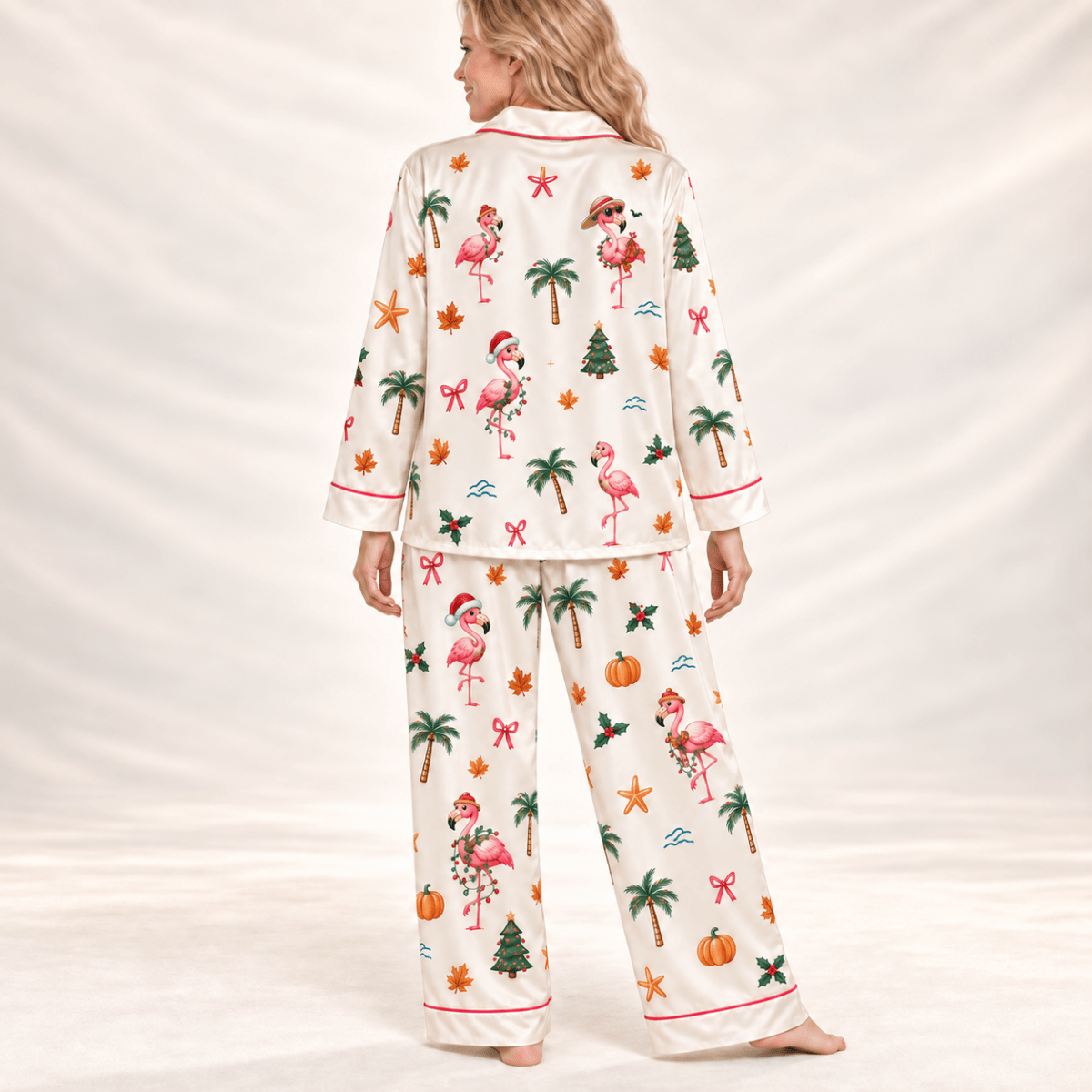 Personalized Ready for the BER Months Flamingo Satin Pajama Set for Women - FlamingoAholic
