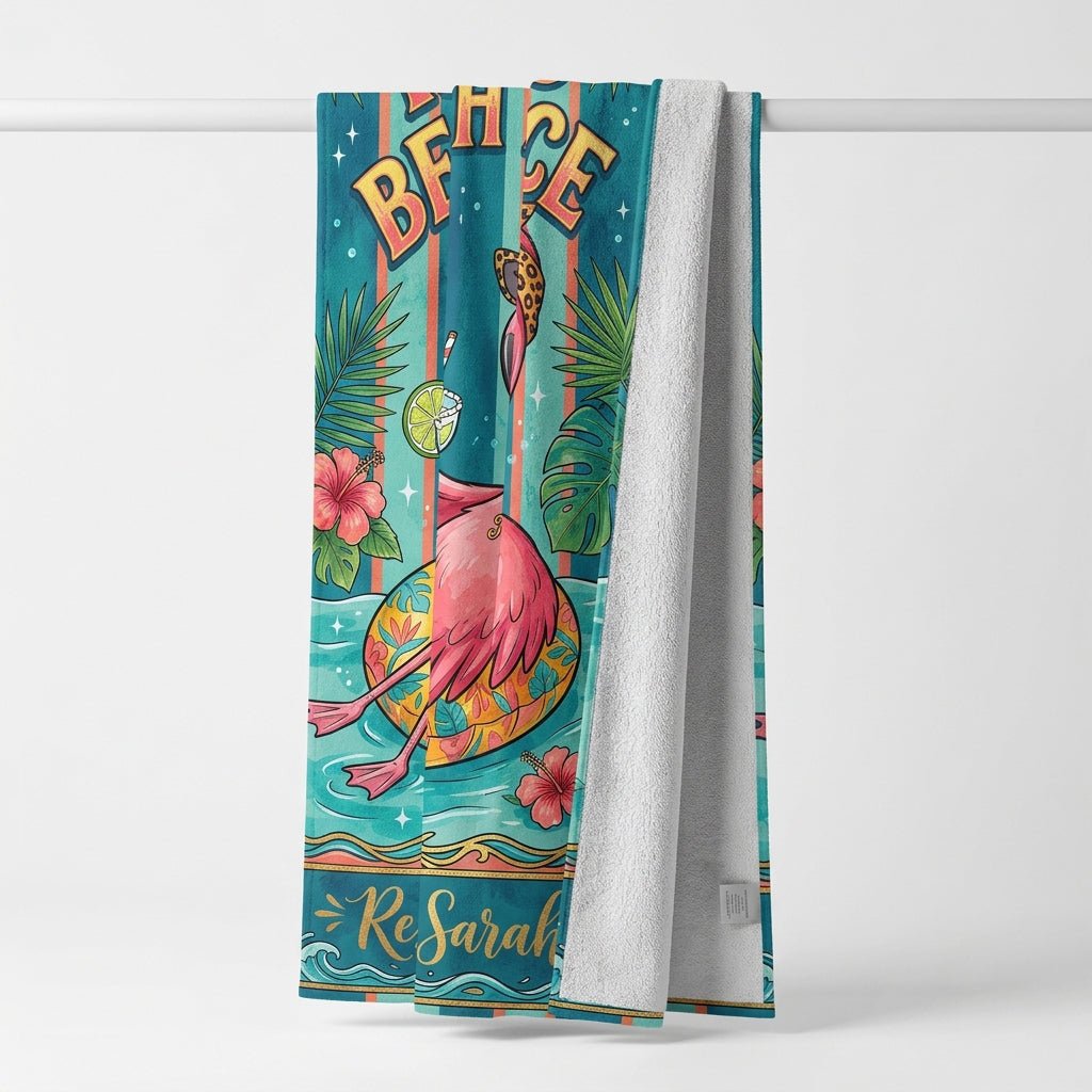 Personalized Resting Beach Face Flamingo Reserved For Custom Beach Towel - FlamingoAholic