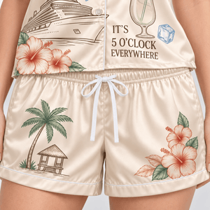 Personalized Retirement Cruise Satin Pajama Set for Women - FlamingoAholic