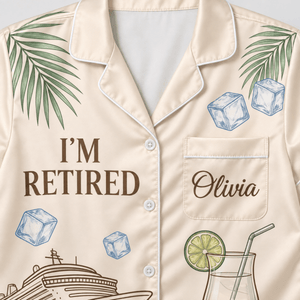 Personalized Retirement Cruise Satin Pajama Set for Women - FlamingoAholic