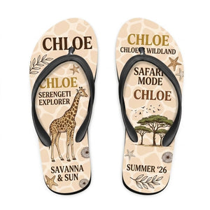 Personalized Safari Lightweight Flip Flops - Custom Name "Chloe" - FlamingoAholic