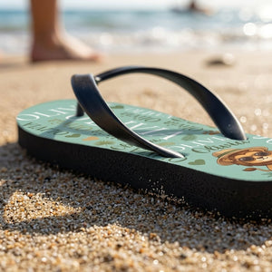 Personalized Safari Lion Flip Flops - Custom Name Kids Summer Beach Sandals Gift - FlamingoAholic