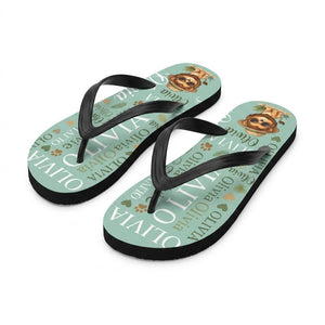 Personalized Safari Lion Flip Flops - Custom Name Kids Summer Beach Sandals Gift - FlamingoAholic