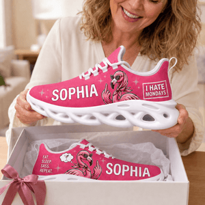 Personalized Sassy Flamingo Chunky Sneakers – Custom Name Pink Shoes - FlamingoAholic