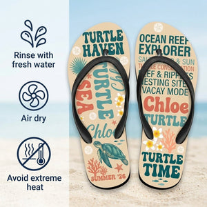 Personalized Sea Turtle Lightweight Flip Flops - Custom Name "Chloe" - FlamingoAholic