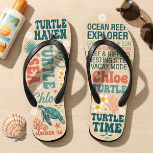 Personalized Sea Turtle Lightweight Flip Flops - Custom Name "Chloe" - FlamingoAholic