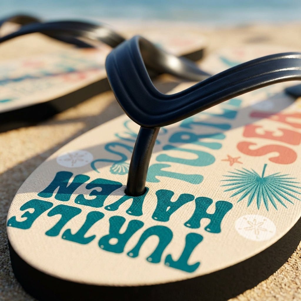Personalized Sea Turtle Lightweight Flip Flops - Custom Name "Chloe" - FlamingoAholic