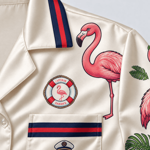 Personalized Set Sail Stay Sassy Flamingo Cruise Satin Pajama Set for Women - FlamingoAholic