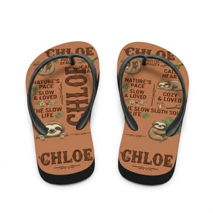 Personalized Sloth Lightweight Flip Flops - Custom Name "Chloe" - FlamingoAholic