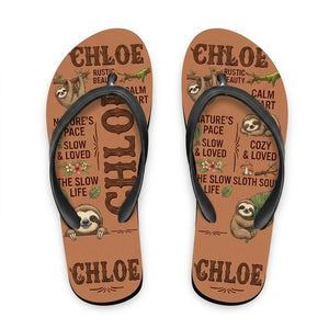 Personalized Sloth Lightweight Flip Flops - Custom Name "Chloe" - FlamingoAholic