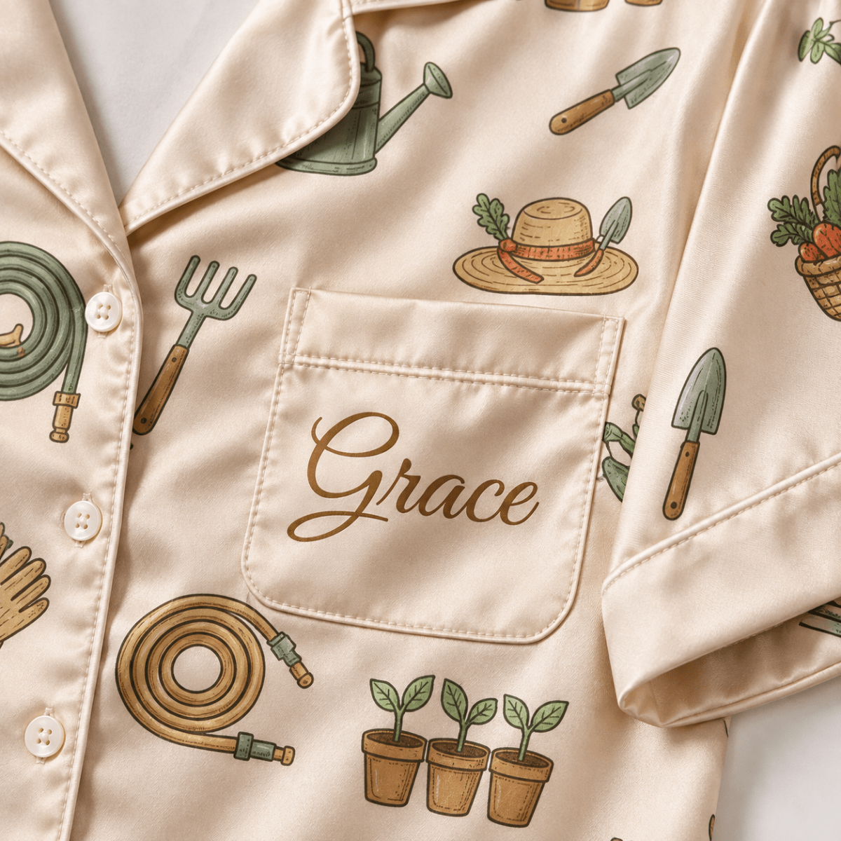Personalized Sorry I Have Plans With My Plants Satin Pajama Set for Women - FlamingoAholic