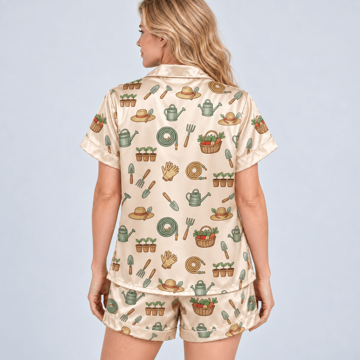 Personalized Sorry I Have Plans With My Plants Satin Pajama Set for Women - FlamingoAholic