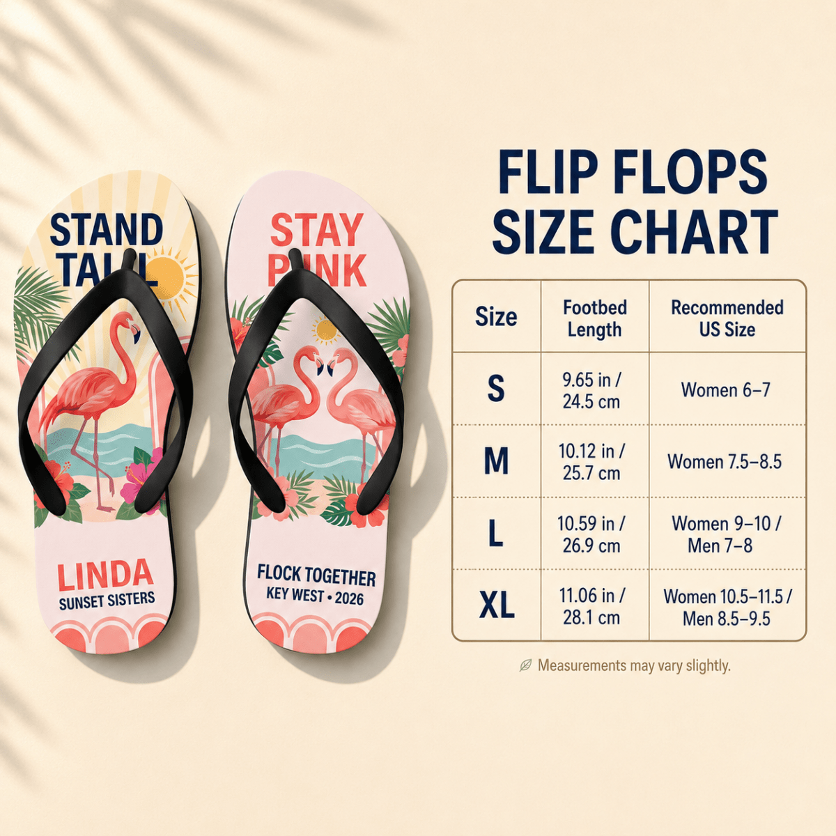 Personalized Stand Tall Stay Pink Flamingo Flip Flops | Custom Women's Beach Sandals | Inspirational Tropical Gift - FlamingoAholic