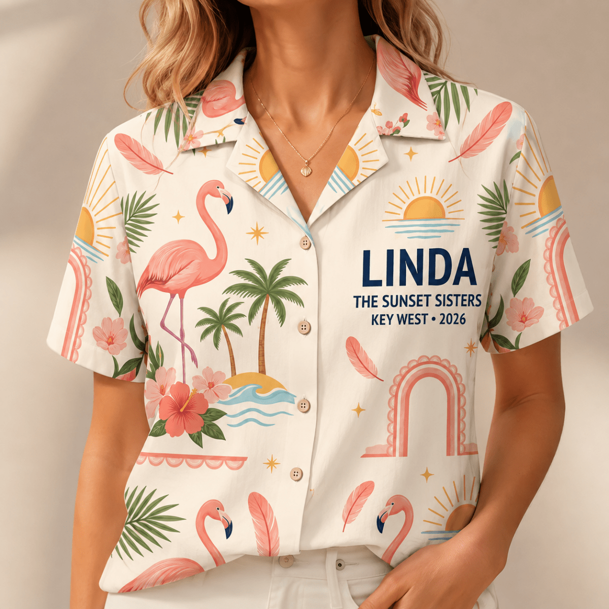 Personalized Stand Tall Stay Pink Flamingo Hawaiian Shirt for Women | Custom Coastal Beach Shirt | Flamingo Lover Gift - FlamingoAholic