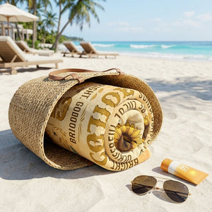 Personalized Sunflower Beach Towel - Custom Name "Bright. Golden. Cheerful." - FlamingoAholic