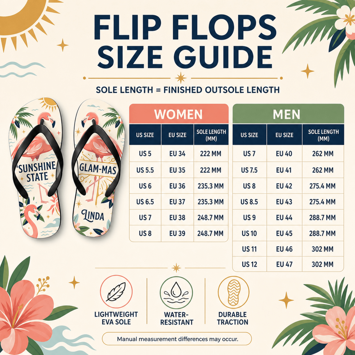 Personalized Sunshine State Glam-Mas Flip Flops for Women | Custom Florida Flamingo Beach Sandals | Summer Vacation Gift - FlamingoAholic