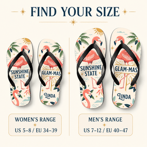 Personalized Sunshine State Glam-Mas Flip Flops for Women | Custom Florida Flamingo Beach Sandals | Summer Vacation Gift - FlamingoAholic