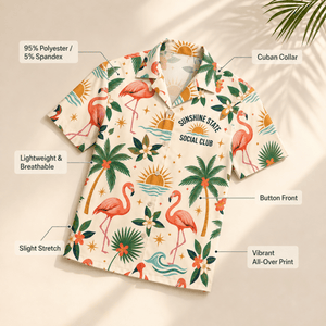 Personalized Sunshine State Glam-Mas Hawaiian Shirt for Women | Custom Girls Trip Florida Beach Vacation Shirt - FlamingoAholic