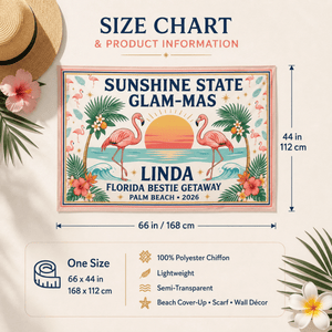 Personalized Sunshine State Glam-Mas Sarong | Custom Flamingo Beach Cover Up Wrap - FlamingoAholic