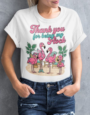 Personalized "Thank You For Being My Flock" T-Shirt - Custom Name Flamingo Friendship Gift - FlamingoAholic