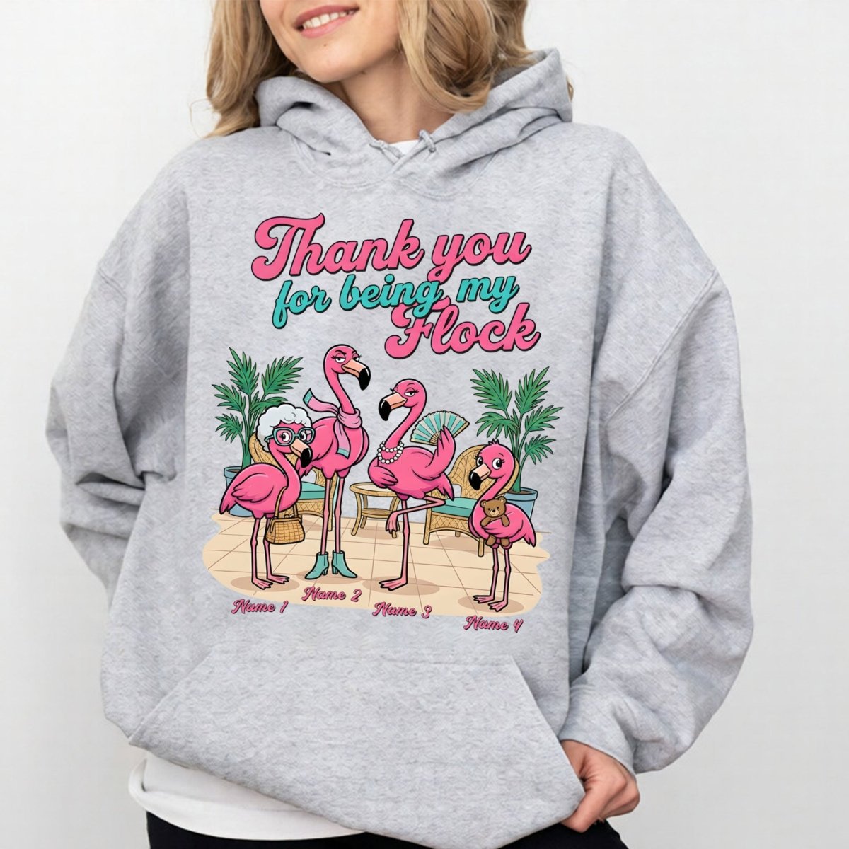 Personalized "Thank You For Being My Flock" T-Shirt - Custom Name Flamingo Friendship Gift - FlamingoAholic