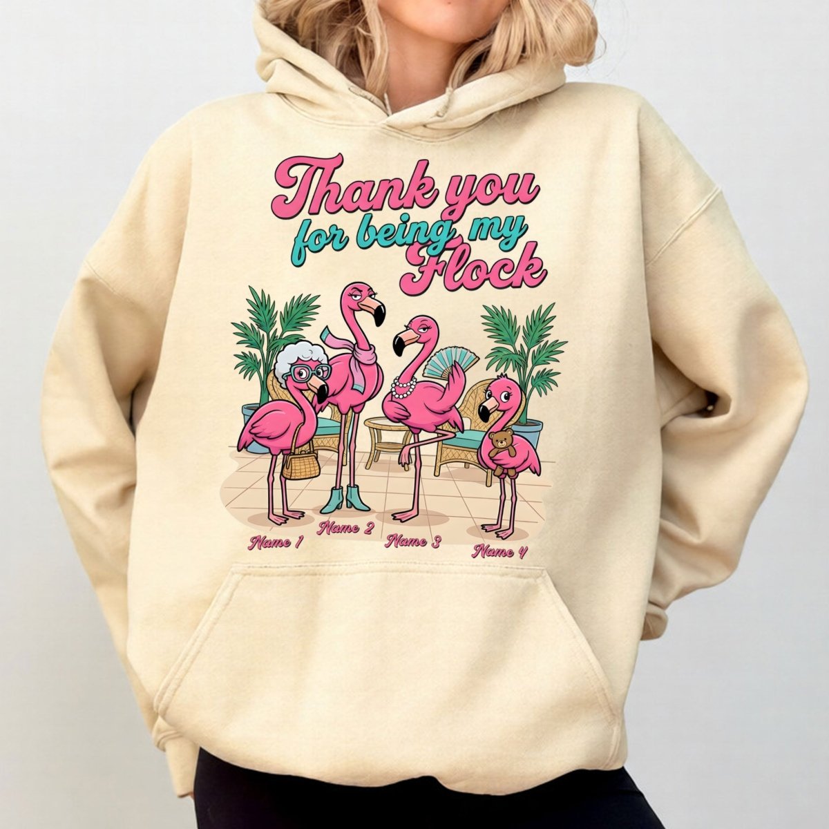 Personalized "Thank You For Being My Flock" T-Shirt - Custom Name Flamingo Friendship Gift - FlamingoAholic