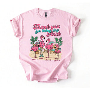 Personalized "Thank You For Being My Flock" T-Shirt - Custom Name Flamingo Friendship Gift - FlamingoAholic