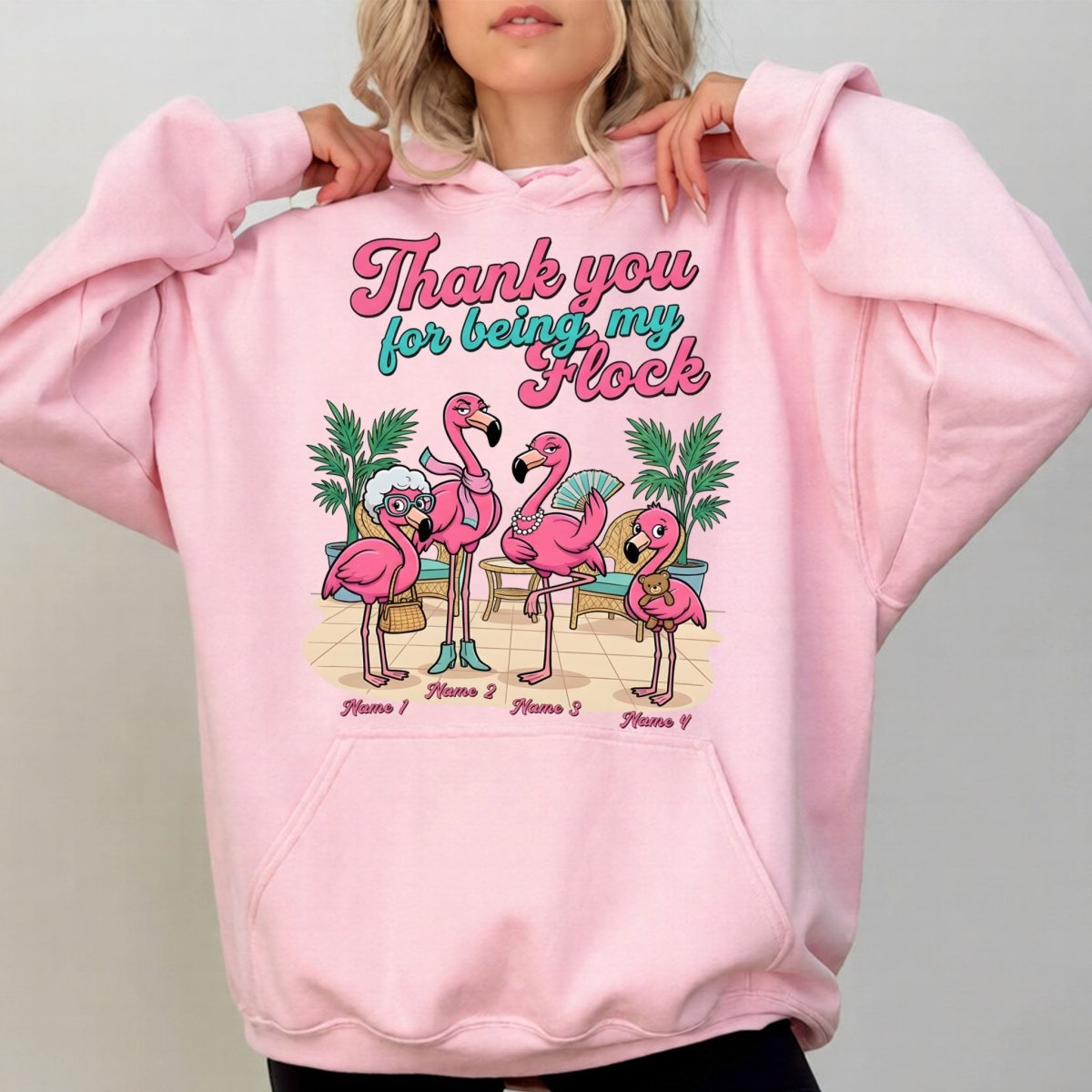 Personalized "Thank You For Being My Flock" T-Shirt - Custom Name Flamingo Friendship Gift - FlamingoAholic