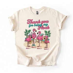 Personalized "Thank You For Being My Flock" T-Shirt - Custom Name Flamingo Friendship Gift - FlamingoAholic