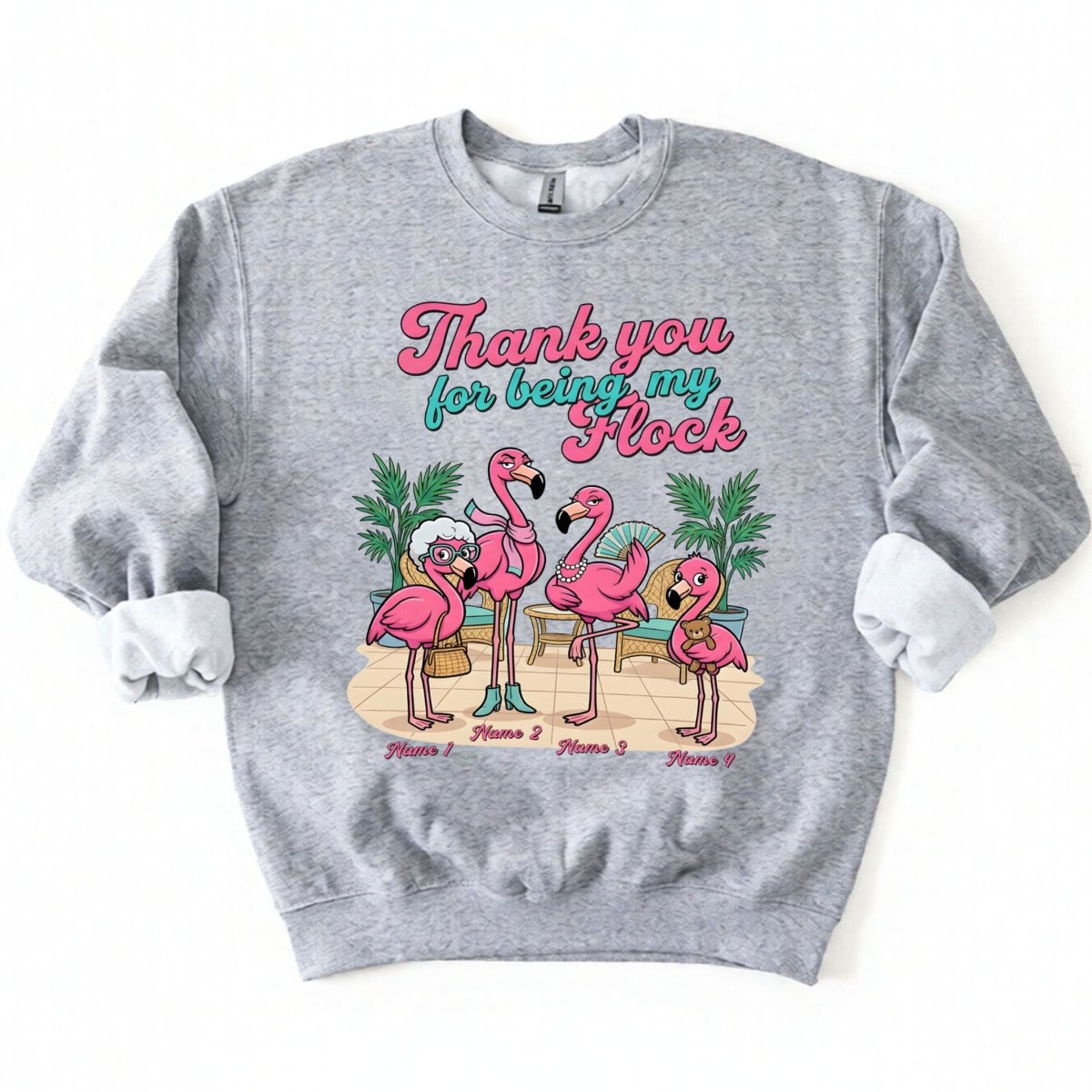 Personalized "Thank You For Being My Flock" T-Shirt - Custom Name Flamingo Friendship Gift - FlamingoAholic