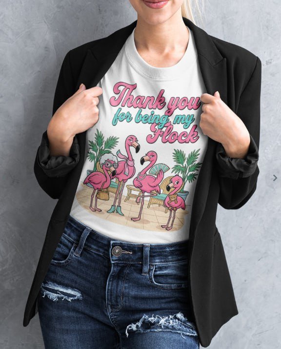 Personalized "Thank You For Being My Flock" T-Shirt - Custom Name Flamingo Friendship Gift - FlamingoAholic