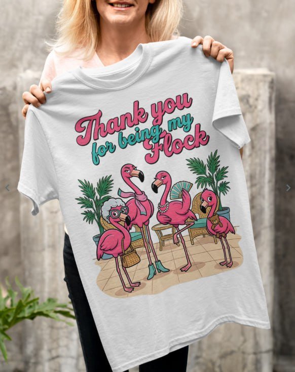 Personalized "Thank You For Being My Flock" T-Shirt - Custom Name Flamingo Friendship Gift - FlamingoAholic