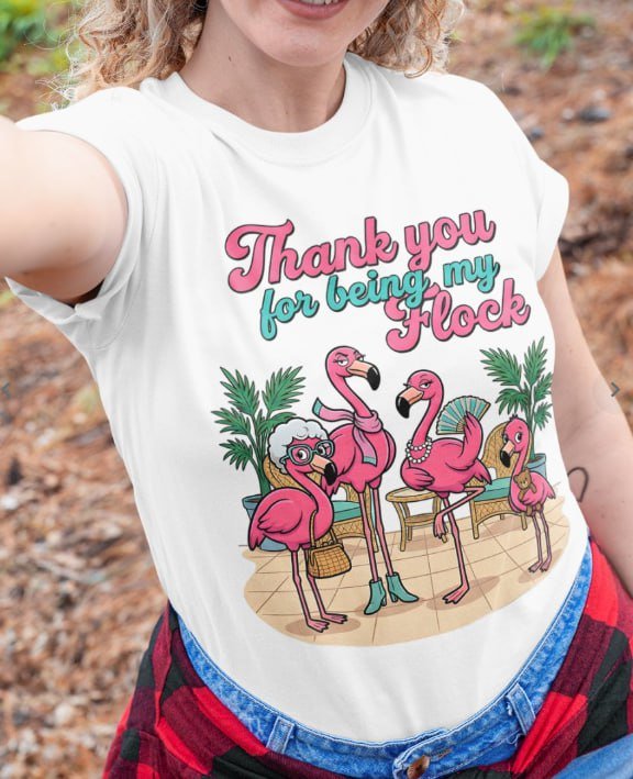 Personalized "Thank You For Being My Flock" T-Shirt - Custom Name Flamingo Friendship Gift - FlamingoAholic