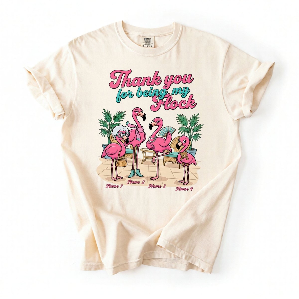 Personalized "Thank You For Being My Flock" T-Shirt - Custom Name Flamingo Friendship Gift - FlamingoAholic