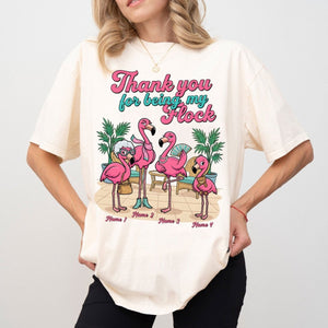 Personalized "Thank You For Being My Flock" T-Shirt - Custom Name Flamingo Friendship Gift - FlamingoAholic