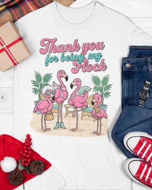 Personalized "Thank You For Being My Flock" T-Shirt - Custom Name Flamingo Friendship Gift - FlamingoAholic