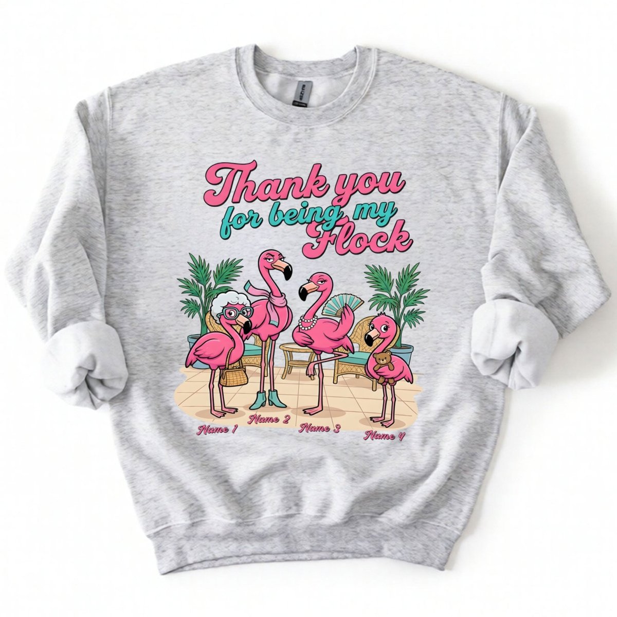 Personalized "Thank You For Being My Flock" T-Shirt - Custom Name Flamingo Friendship Gift - FlamingoAholic